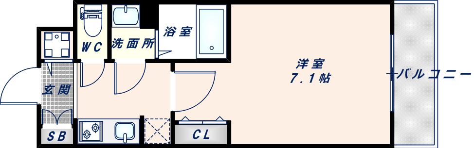 ファーストフィオーレ大阪城イースト(1K/9階)の間取り写真