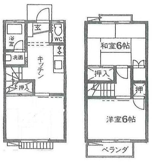 みたま1号棟(3K/1階)の間取り写真