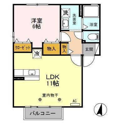 ブラン・メゾン A/B/C(1LDK/2階)の間取り写真