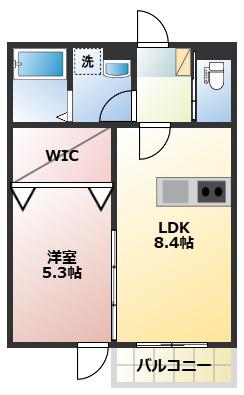 メゾンクレール壺川I(1LDK/2階)の間取り写真