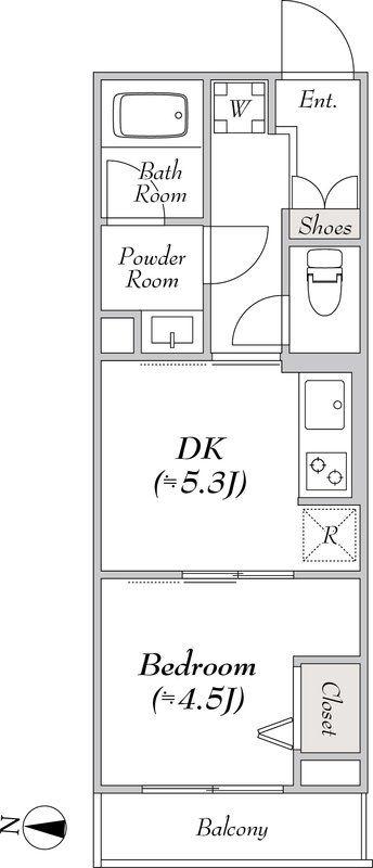 ルミークアン東陽町(1DK/4階)の間取り写真