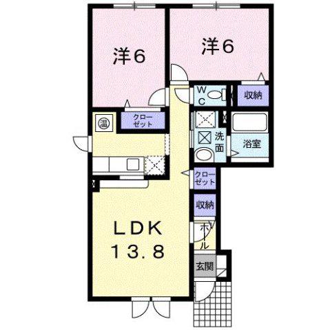 カルムKK(2LDK/1階)の間取り写真