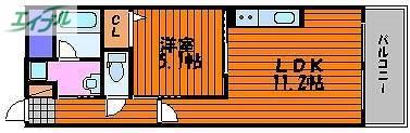 アルファレガロ西古松(1LDK/3階)の間取り写真