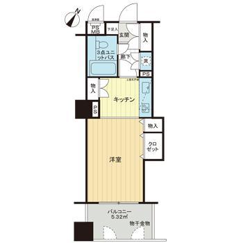 ライオンズマンション大和第5(1K/5階)の間取り写真