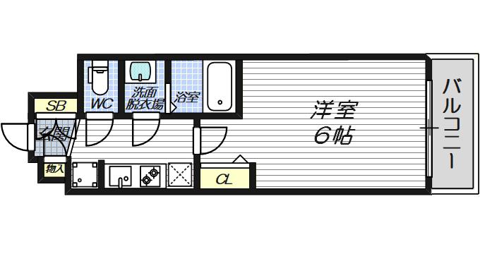 プレサンスドームシティ(1K/6階)の間取り写真