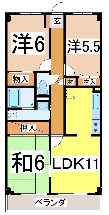 ベルハイム木の宮(3LDK/1階)の間取り写真