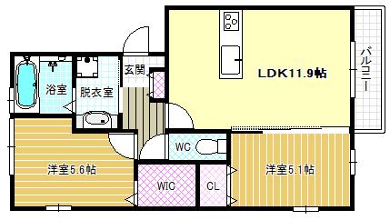 シャルマン(2LDK/3階)の間取り写真
