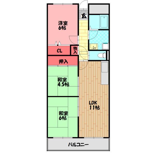 アドラブールウエスト(3LDK/5階)の間取り写真