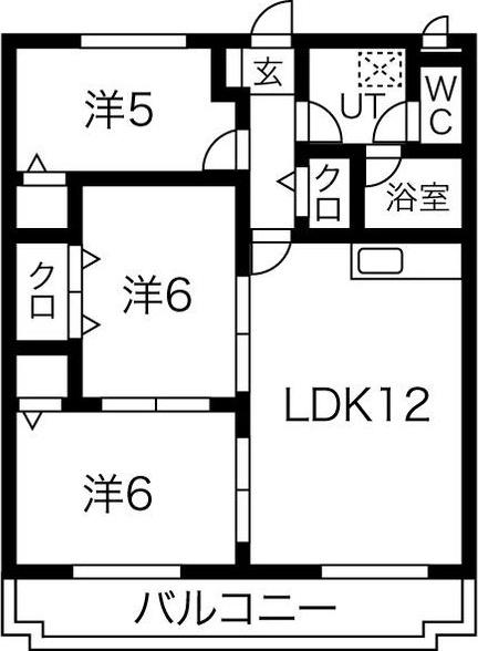 ロイヤルランド泉(3LDK/1階)の間取り写真