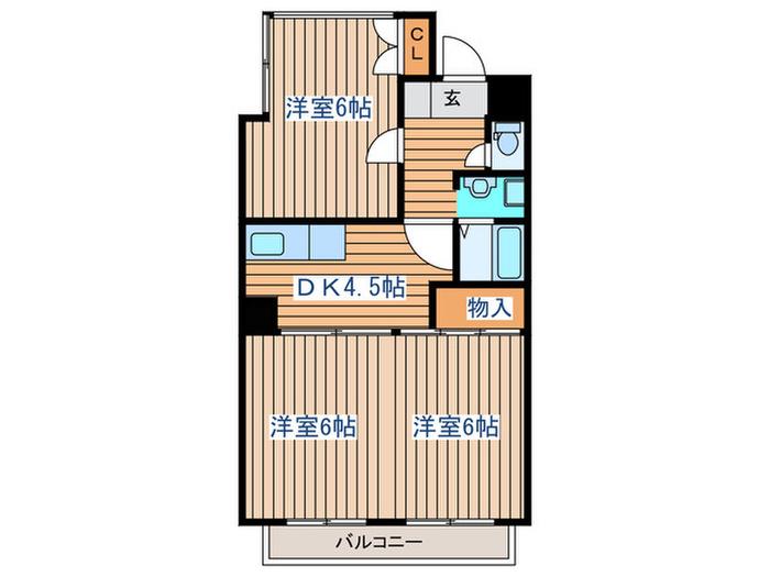 レジデンス164(3DK/1階)の間取り写真