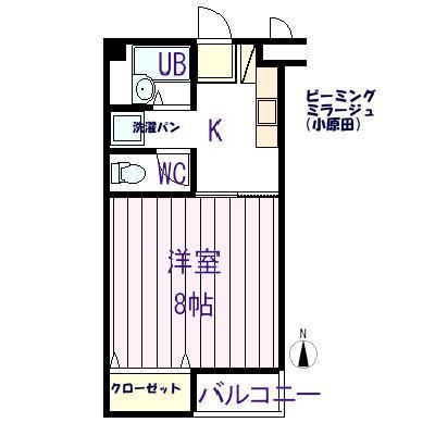 ビーミングミラージュ(1K/3階)の間取り写真