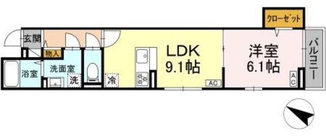 セレスティア大森東(1LDK/2階)の間取り写真