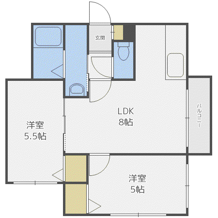A BOND GRAN菊水(2LDK/4階)の間取り写真