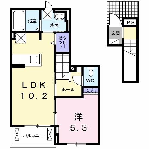 カサ・フェリスB(1LDK/2階)の間取り写真