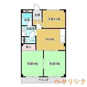 シャンポール原I(3DK/4階)の間取り写真