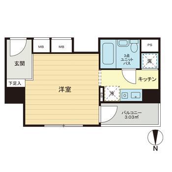 渋谷グランドハイツ(ワンルーム/10階)の間取り写真