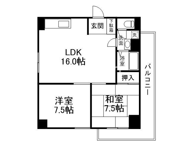 東和ハイツ本館(2LDK/7階)の間取り写真