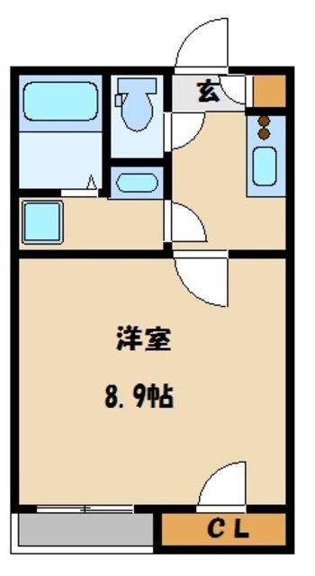 ミランダロイン(1K/2階)の間取り写真