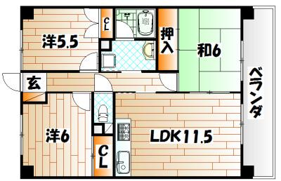アブニール篠崎第2ビル(3LDK/3階)の間取り写真