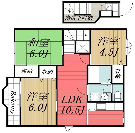 ウエスト ラビィ(3LDK/2階)の間取り写真