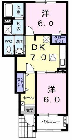 ダンデライオンC(2DK/1階)の間取り写真