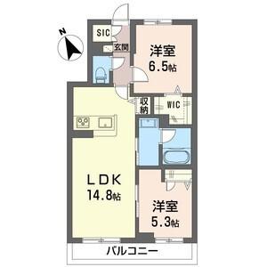 RAFFINE(2LDK/1階)の間取り写真