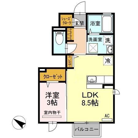 グランド・ハピネス(1LDK/1階)の間取り写真