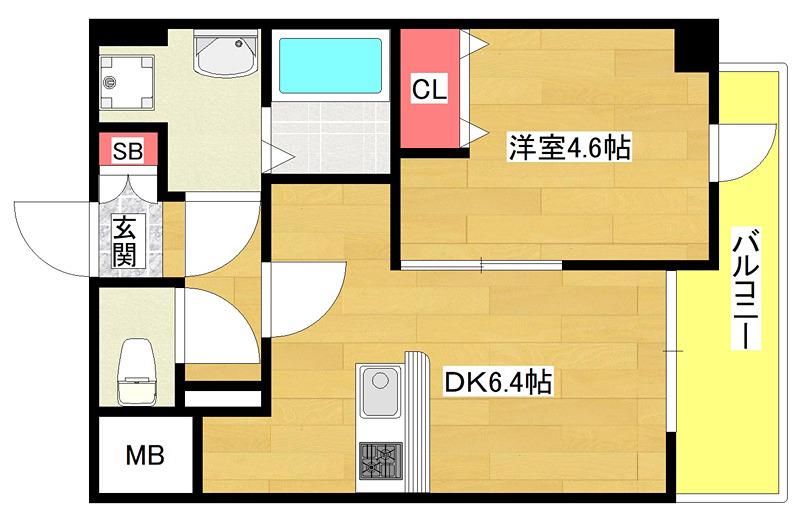 FOR REALIZE大阪ウエストベイ(1DK/5階)の間取り写真