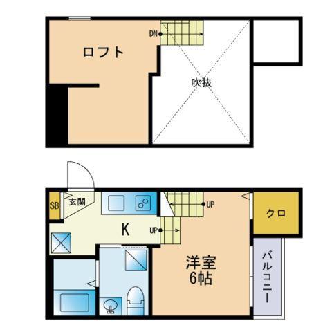 ヴァンクール二日市(ワンルーム/2階)の間取り写真