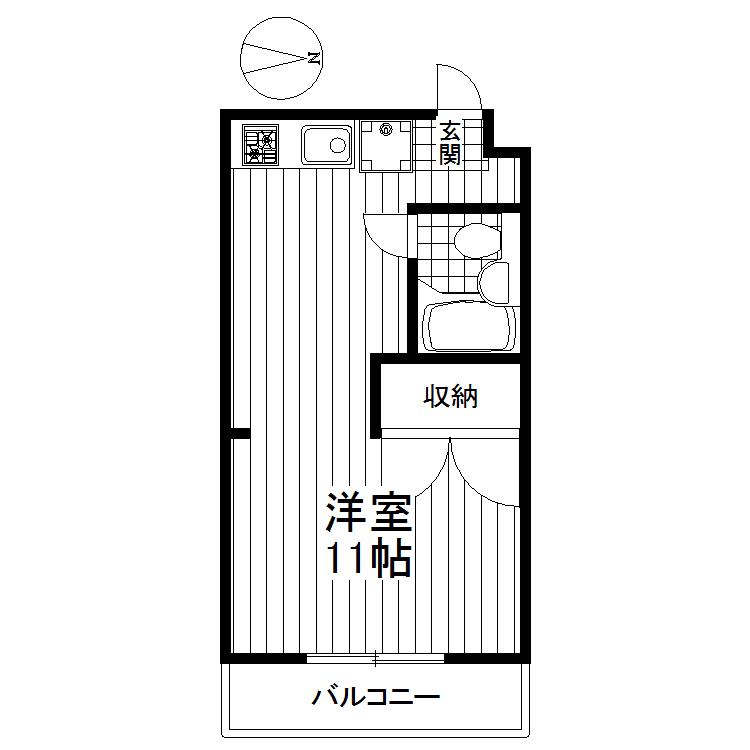 加藤ハイムII(ワンルーム/2階)の間取り写真