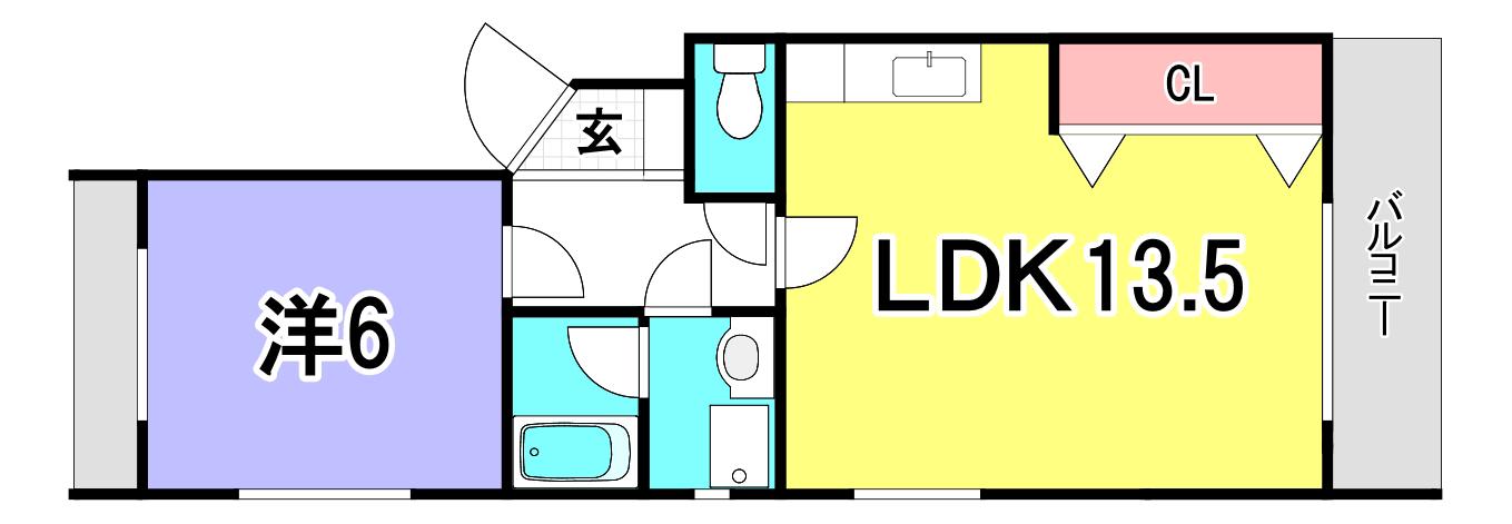 竹内ビル(1LDK/2階)の間取り写真