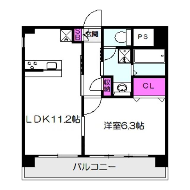 サンフレンズ新森(1LDK/5階)の間取り写真