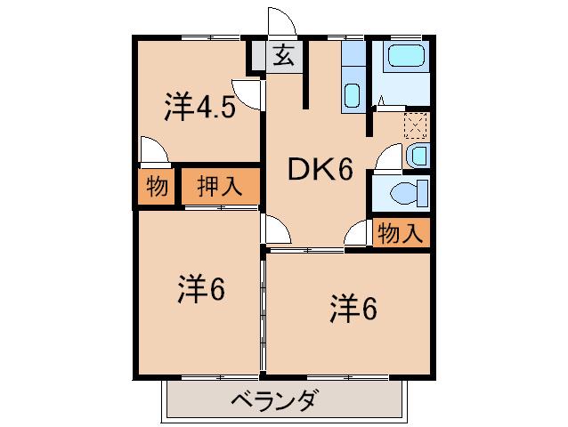 セゾンハイツ(3DK/1階)の間取り写真