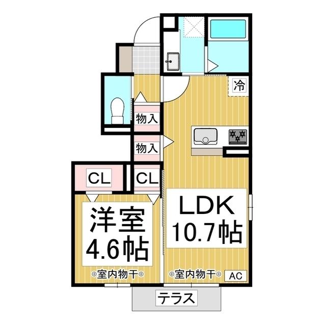 グランディール宮田(1LDK/1階)の間取り写真