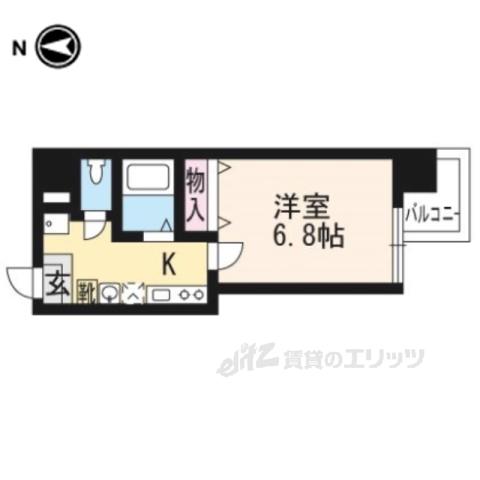 エグゼレジデンス羅城門(1K/5階)の間取り写真