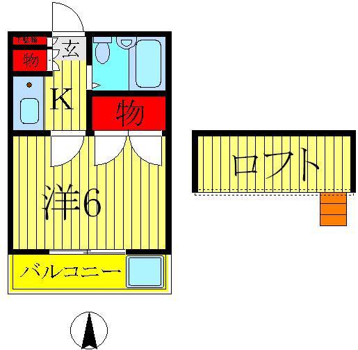 レオパレスまほろば(1K/1階)の間取り写真