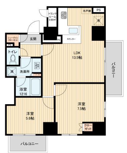 HF田端レジデンス(2LDK/15階)の間取り写真