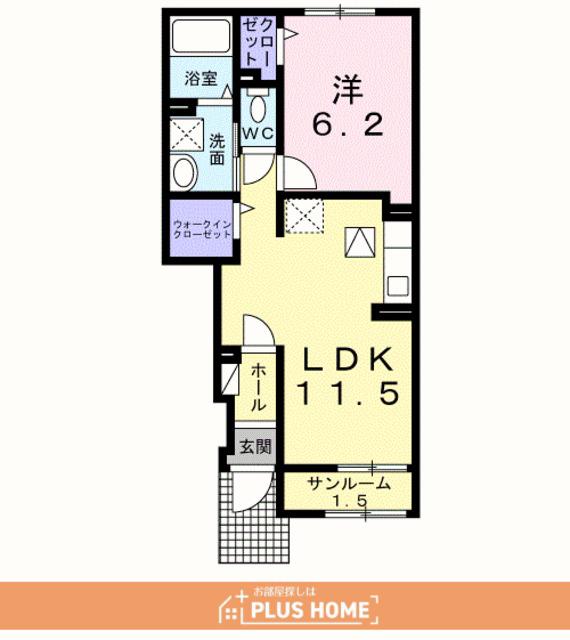 ウエスタン ヴィレッジII(1LDK/1階)の間取り写真
