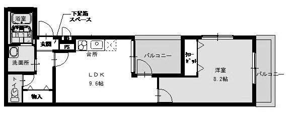 フジパレス立花町I・II番館(1LDK/2階)の間取り写真