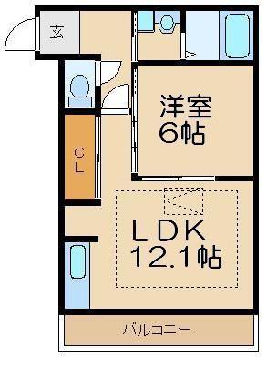 ルネスエレーヌ(1LDK/2階)の間取り写真