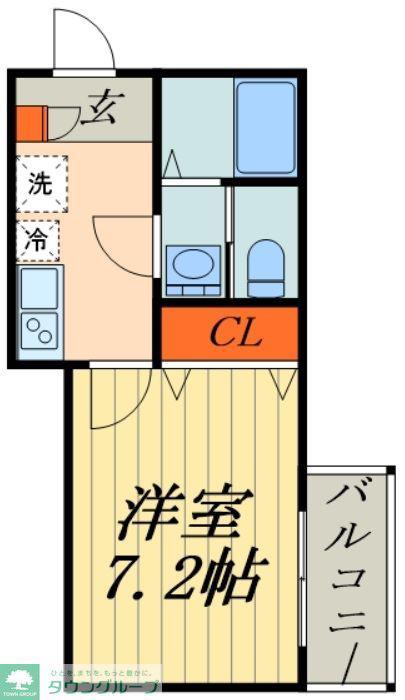 グランドキャメル草加(1K/2階)の間取り写真