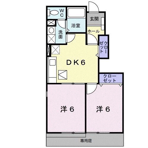カーサ・グローリアI(2DK/1階)の間取り写真
