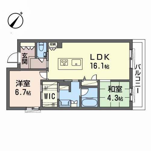 GRACIEUX下新庄(2LDK/2階)の間取り写真