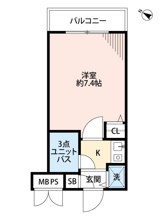 ライオンズプラザ上野毛(1K/4階)の間取り写真