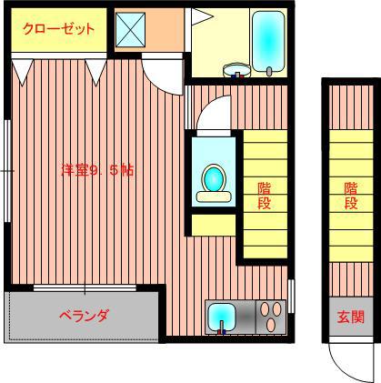 AMABLE(ワンルーム/2階)の間取り写真