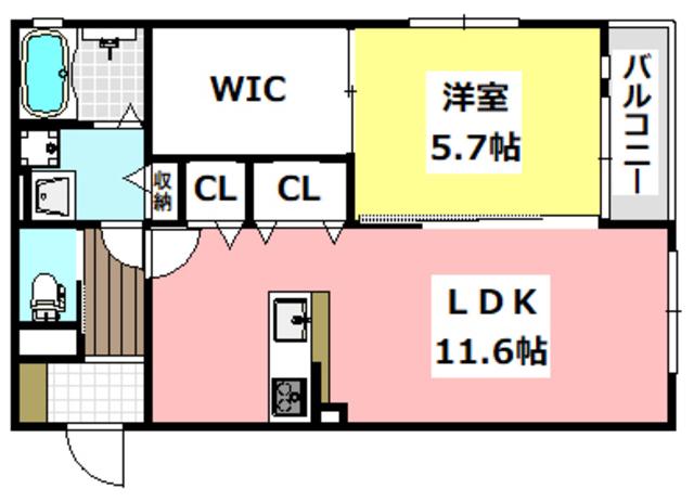 エスポワール セゾン(1LDK/1階)の間取り写真