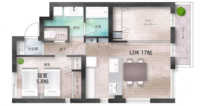 RHINO FLATS JOY(2LDK/2階)の間取り写真