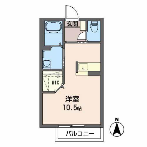 オランジュ(ワンルーム/2階)の間取り写真