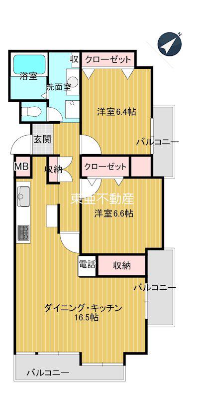 サーパス若葉(2LDK/2階)の間取り写真