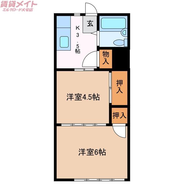 コーポ吹上(2K/1階)の間取り写真